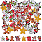 2 Bags Christmas Theme Printed Wooden Buttons, 2-Hole, Mixed Shapes, Mixed Color, 24~27x12~27x2~2.5mm, Hole: 1.2mm, 50pcs/bag