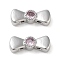Brass Pave Pink Cubic Zirconia Bowknot Multi-Strand Links, Platinum, 5x13x3.5mm, Hole: 1mm