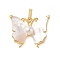 Brass Pave Shell Pendants, Butterfly Charms with ABS Imitation Pearl & Snap on Bails, Real 18K Gold Plated, 21.5x26.5x7.5mm, Hole: 6x3.5mm