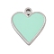 304 Stainless Steel Enamel Pendants, Heart Charm, Aquamarine, Stainless Steel Color, 18x16x1mm, Hole: 1.8mm