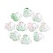 Baking Painted Transparent Glass Bead Caps, Flower, with Glitter Powder, Dark Sea Green, 11.5x12x3.5~4mm, Hole: 1.2mm, about 1750pcs/1000g