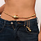 Alloy and CCB Plastic Ball Tassel Waist Belly Chains, Golden, 700mm