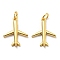 Brass Pendants, with Jump Ring, Long-Lasting Plated, Lead Free & Cadmium Free, Plane Charm, Real 18K Gold Plated, 19x15x3mm, Hole: 3mm