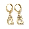 Brass Clear Cubic Zirconia Hoop Earrings, Real 18K Gold Plated, Letter A,  29.5mm, pendants: 16.5x9.5x2mm