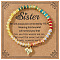 Summer Brass Charm Bracelets, Synthetic Gemstone Rondelle Beaded Stretch Bracelets for Women, with TOHO Seed Beads & Greeting Card, Heart, Inner Diameter: 6-7/8 inch(17.5cm)