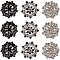 12Pcs 3 Colors 1-Hole Alloy Rhinestone Shank Buttons, Flower, Platinum, Mixed Color, 22mm, 4pcs/color