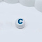 Opaque Acrylic Beads, Flat Round, White, Letter C, 7x4mm