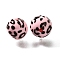 Printed Opaque Acrylic Beads, Round with Leopard Print Pattern, Pink, 15.5mm, Hole: 2mm