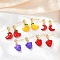 Fruit Theme Brass Enamel Dangle Stud Earrings, Rack Plating, Long-Lasting Plated, Lead Free & Cadmium Free, Real 18K Gold Plated, Mixed Shapes, 23~25.5x4.5~12mm