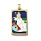 Tarot 304 Stainless Steel Enamel Pendants, Real 18K Gold Plated, Ion Plating(IP), Human, 37.5x22x2mm, Hole: 6x3.5mm