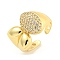 Oval Clear Cubic Zirconia Open Cuff Ring, Brass Wide Finger Rings for Women, Cadmium Free & Lead Free, Real 16K Gold Plated, 14mm