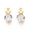 Brass Micro Pave Cubic Zirconia Charms, Real 18K Gold Plated, Star, 11.5x6~6.5x4.5mm, Hole: 0.9mm