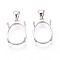 925 Sterling Silver Pendant Claw Cabochon Settings, Oval, Platinum, Tray: 15x12mm, 18x12x5.5mm, Hole: 5.5x3.5mm