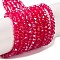Baking Electroplate Glass Beads Strands, AB Color, Faceted, Round, Fuchsia, 4x3mm, Hole: 1mm, about 105~110pcs/strand, 38~39cm
