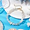 Starfish Synthetic Turquoise & Natural Moonstone Chip Beaded Bracelets for Women, with 304 Stainless Steel Lobster Claw Clasps, 7-5/8~7-3/4 inch(19.4~19.8cm)