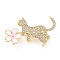 Alloy Rhinestone Brooches, Cat with Sakura Enamel Pins for Women, Golden, 25x39x2mm