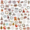 4 bags 4 styles Christmas Theme PET Picture Stickers Set, Waterproof Self Adhesive Decals for DIY Scrapbook, Photo Album, 18~55.5x21~52x0.1mm, 30pcs/set, 1 bag/style
