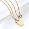 304 Stainless Steel Rolo Chain Pendant Necklaces, Padlock Necklaces for Women Men, Locks with Letter, Letter O, 17.64 inch(44.8cm)