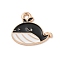 Alloy Enamel Pendants, Light Gold, Cadmium Free & Lead Free, Whale Charm, Black, 17x20x1mm, Hole: 1.5mm