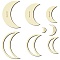 8Pcs 8 Style Wood Hoop Rings Macrame for DIY Craft Making, Home Wall Hanging Wreath Decoration, Moon, 50~250x37.5~166x3mm, 1pc/style