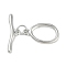 Brass Toggle Clasps, Oval, Platinum, Oval: 18x11x2mm, Hole: 1.6mm, Bar: 20.5x6x2mm, Hole: 1.6mm