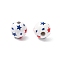 Independence Day Themes Wood European Beads, Large Hole Beads, Round, Printed, Star, 15.5mm, Hole: 4.5mm
