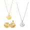 2Pcs 2 Colors Stainless Steel Shell Shape Locket Pendant Necklaces Set, Photo Holder Locket Necklaces, Golden & Stainless Steel Color, 17.68~17.83 inch(44.9~45.3cm), 1Pc/color