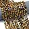 Natural Tiger Eye Beads Strands, Faceted Hexagonal Cut, Flat Round, with Seed Beads, 8~8.5x5mm, Hole: 0.8mm, about 36pcs/strand, 15.16''~15.24''(38.5~38.7cm)