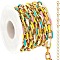 304 Stainless Steel Enamel Cable Chains, Oval, Unwelded, Ion Plating(IP), Golden, Colorful, 11x8x2mm