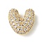 Brass Micro Pave Cubic Zirconia Beads, Letter, Rack Plating, Long-Lasting Plated, Real 18K Gold Plated, Letter V, 10.5x10.5x4.5mm, Hole: 3.5x2mm