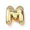 Brass Beads, Long-Lasting Plated, Rack Plating, Lead Free & Cadmium Free, Real 18K Gold Plated, Letter M, 21x19x7.5mm, Hole: 18x4mm