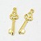 Tibetan Style Alloy Pendants, Lead Free and Cadmium Free, Skeleton Key, Golden Color, about 7mm wide, 21.5mm long, hole: 1mm