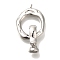 Brass Fold Over Clasps, Oval, Platinum, 30mm, oval: 14x7x5.5mm, hole: 4mm, clasp: 20.5x16x2mm, hole: 1.2mm