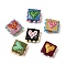 Handmade Lampwork Enamel Beads, Bumpy Square with Heart, Mixed Color, 17~18x17~18x8mm, Hole: 1~1.5mm