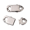 Non-Tarnish 304 Stainless Steel Box Clasps, Oval, Stainless Steel Color, 24x13x4.5mm, Hole: 3x4mm