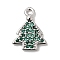 Christmas Brass Micro Pave Cubic Zirconia Charms, Rack Plating, Long-Lasting Plated, Cadmium Free & Lead Free, Platinum, Christmas Tree, 13x10x1.5mm, Hole: 1.4mm