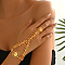 Elegant Middle Eastern Brass & Alloy Link Ring Bracelets for Women, Leaf, Golden, 4-3/8 inch(11cm), Inner Diameter: 8-5/8 inch(22cm), ring: 5/8 inch(1.6cm)~3/4 inch(1.8cm) inner diameter