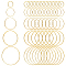 300Pcs 5 Styles Brass Linking Rings, Round, Golden, 10~30x0.7~1mm, 60pcs/color