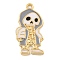 Halloween Alloy Enamel Pendants, Golden, Skeleton Charm, Light Steel Blue, 33x16.5x2mm, Hole: 1.9mm