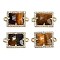 Natural Tiger Eye Faceted Rectangle Links, Rack Plating Brass Micro Pave Clear Cubic Zirconia Connector Charms, Golden, 11.5x18x4.5mm, Hole: 1.4mm