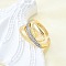Brass Micro Pave Clear Cubic Zirconia Cuff Rings for Women, Oval, Real 18K Gold Plated, 19mm, Inner Diameter: Adjustable
