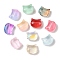 Transparent Spray Paint Glass Beads, Cat, Mixed Color, 10x11.5x7mm, Hole: 1mm