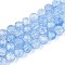 Transparent Crackle Glass Beads Strands, Round, Faceted, Light Sky Blue, 8~8.5mm, Hole: 1.2~1.4mm, about 50pcs/strand, 14.96~15.16 inch(38~38.5cm)