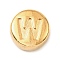 304 Stainless Steel Beads, Flat Round with Letter, Golden, Letter W, 7x3.5mm, Hole: 1.7mm