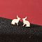 Stainless Steel Stud Earrings for Women, Left and Right, Rabbit, Rose Gold, 6~12x5~11mm