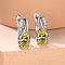 Brass Cubic Zirconia Stud Earrings, Oval, Platinum, Yellow, 16x13mm