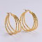 6 Pairs Vintage Retro Stainless Steel Triple Hoop Earrings, Golden