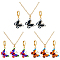 3 Colors Butterfly Alloy Enamel Pendant Necklace & Hoop Earring Sets, Mixed Color, Earring: 35x21.5mm