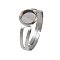 304 Stainless Steel Cuff Ring Components, Bezel Cup Ring Settings, Flat Round, Stainless Steel Color, Tray: 8mm, 17mm