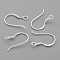 Sterling Silver Earring Hooks, Silver, 17x10mm, Hole: 2mm, 21 Gauge, Pin: 0.7mm